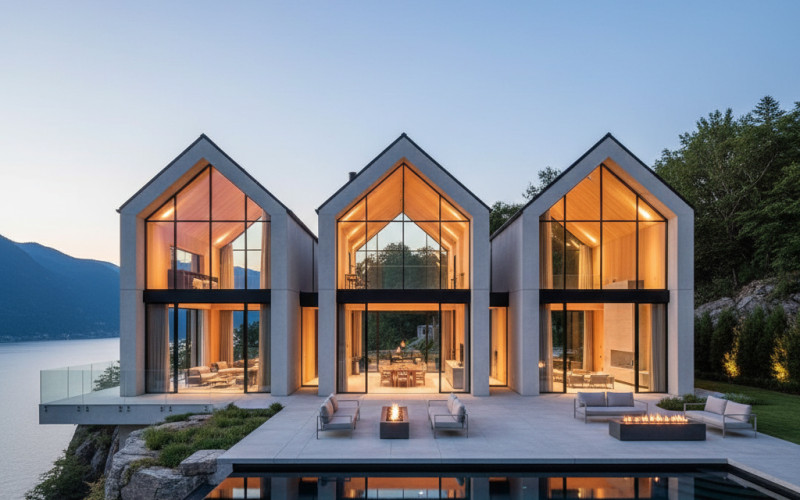 Dynamic Angles: Ultra-Modern Home Design with Dramatic Gables